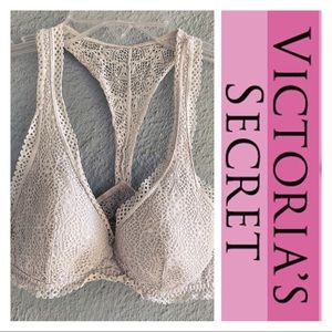 Victoria’s Secret Lace Bra Crossbody Bra-lette Brassiere Size Small  Grey EUC